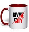 Mug with a colored handle Rivne city red фото