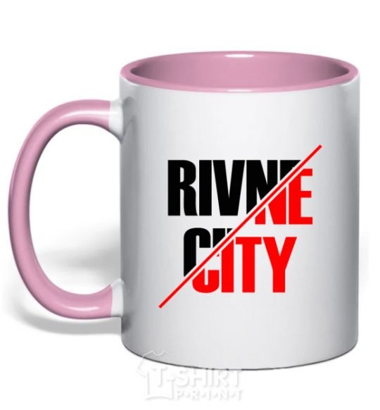 Mug with a colored handle Rivne city light-pink фото
