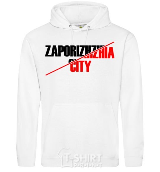 Men`s hoodie Zaporizhzhia city White фото