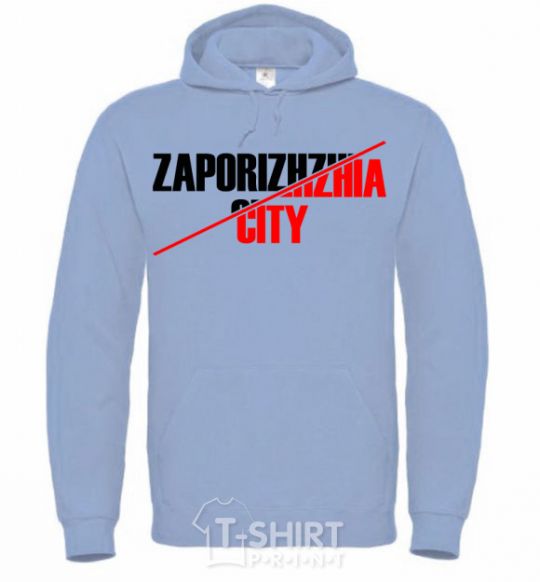 Men`s hoodie Zaporizhzhia city sky-blue фото