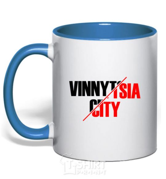 Mug with a colored handle Vinnytsia city royal-blue фото