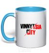 Mug with a colored handle Vinnytsia city sky-blue фото