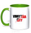 Mug with a colored handle Vinnytsia city kelly-green фото