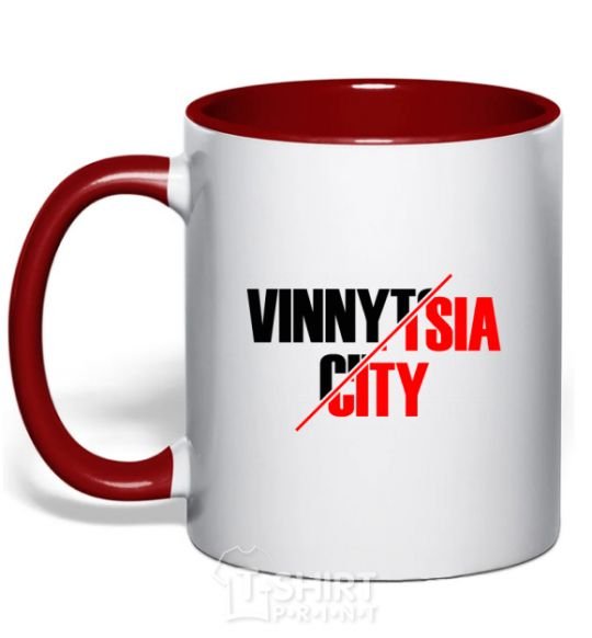 Mug with a colored handle Vinnytsia city red фото