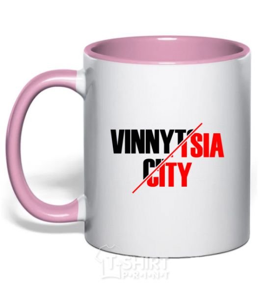 Mug with a colored handle Vinnytsia city light-pink фото