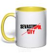 Mug with a colored handle Sevastopol city yellow фото