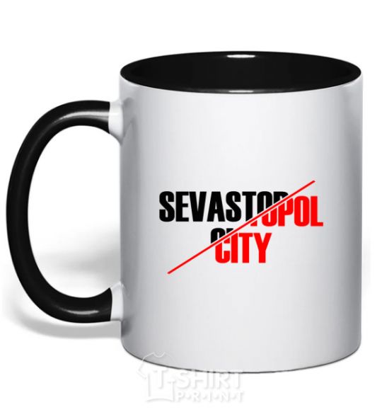 Mug with a colored handle Sevastopol city black фото