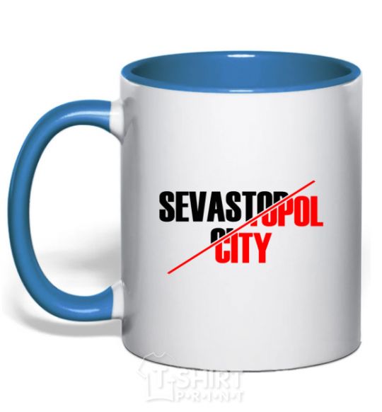 Чашка с цветной ручкой Sevastopol city Ярко-синий фото