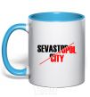 Mug with a colored handle Sevastopol city sky-blue фото