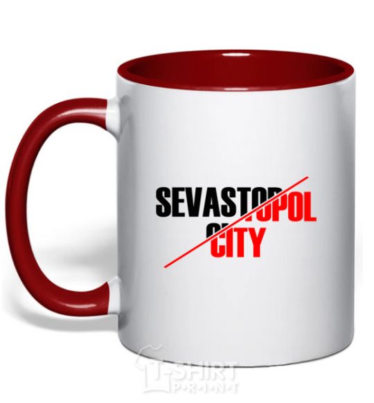 Mug with a colored handle Sevastopol city red фото