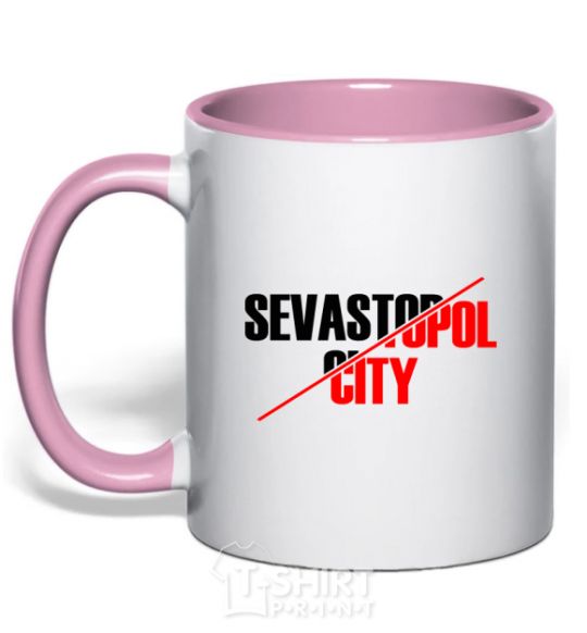Mug with a colored handle Sevastopol city light-pink фото
