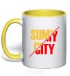 Mug with a colored handle Sumy city yellow фото