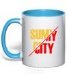 Mug with a colored handle Sumy city sky-blue фото