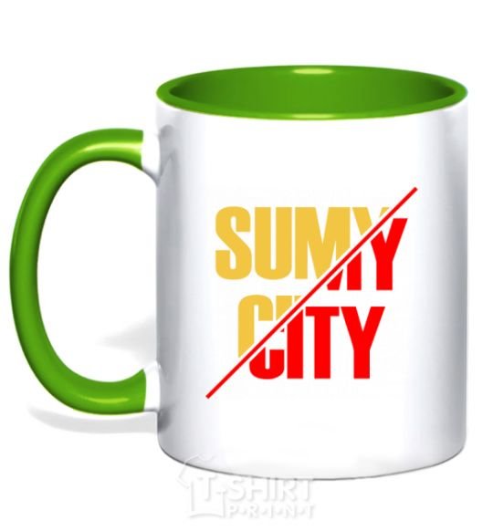 Mug with a colored handle Sumy city kelly-green фото