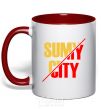 Mug with a colored handle Sumy city red фото
