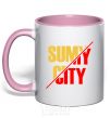 Mug with a colored handle Sumy city light-pink фото