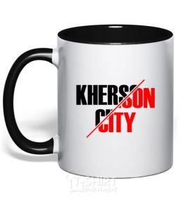 Mug with a colored handle Kherson city black фото