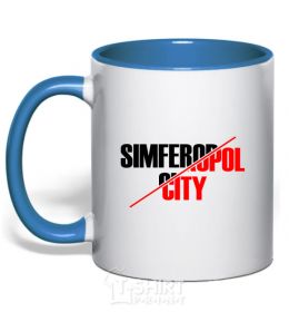 Mug with a colored handle Simferopol city royal-blue фото