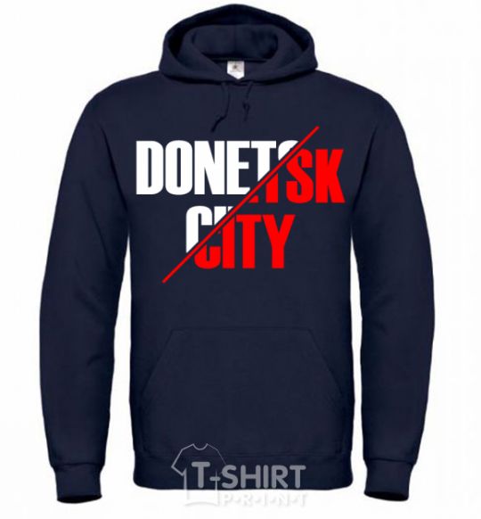 Men`s hoodie Donetsk city navy-blue фото