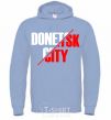 Men`s hoodie Donetsk city sky-blue фото
