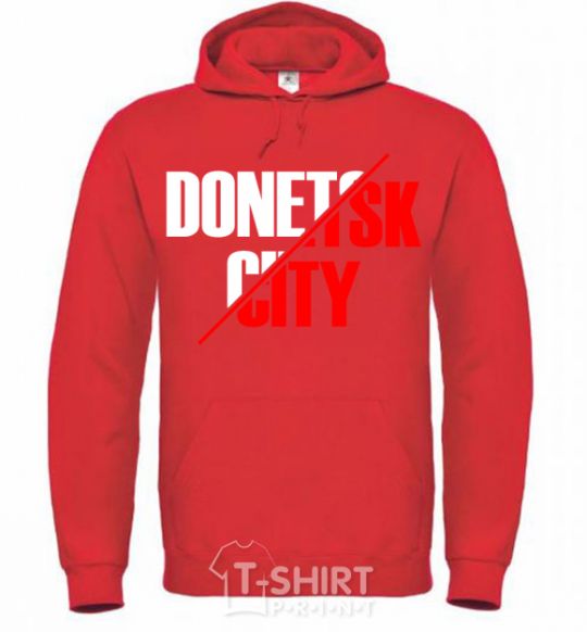 Men`s hoodie Donetsk city bright-red фото