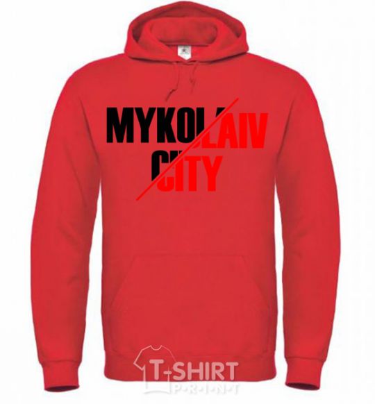 Men`s hoodie Mykolaiv city bright-red фото