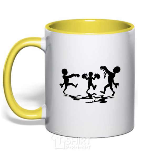 Mug with a colored handle A zombie uprising yellow фото