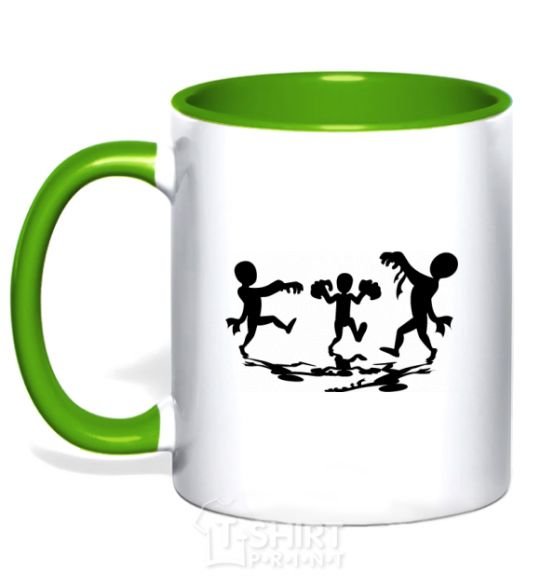 Mug with a colored handle A zombie uprising kelly-green фото