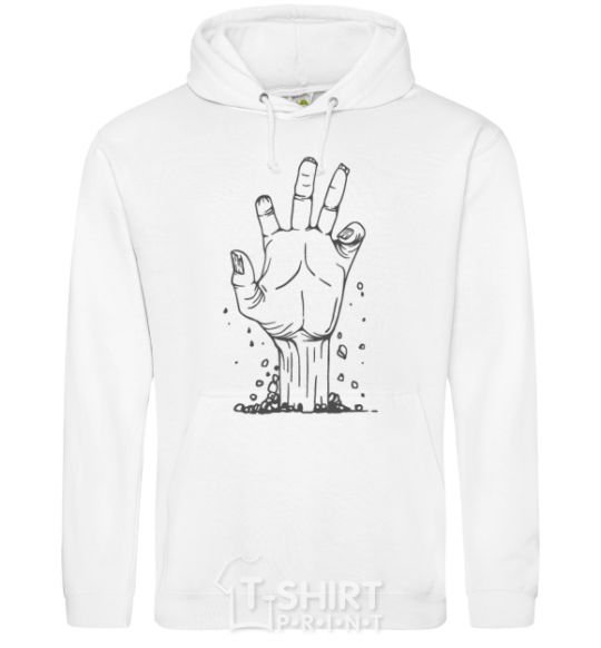 Men`s hoodie A hand from the ground White фото