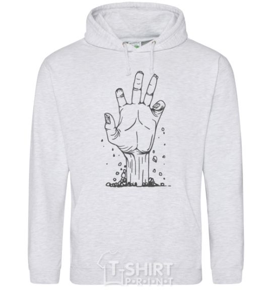 Men`s hoodie A hand from the ground sport-grey фото