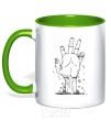 Mug with a colored handle A hand from the ground kelly-green фото