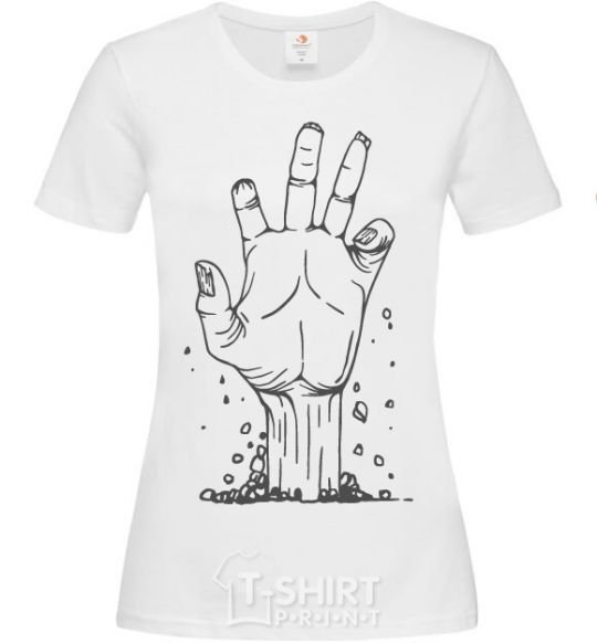 Women's T-shirt A hand from the ground White фото