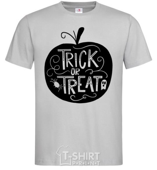 Men's T-Shirt Trick or treat pumpkin grey фото