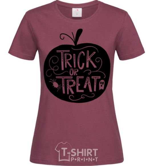 Женская футболка Trick or treat pumpkin Бордовый фото