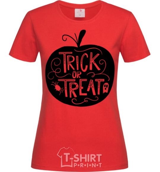 Женская футболка Trick or treat pumpkin Красный фото