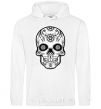 Men`s hoodie Skull bw White фото