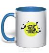 Mug with a colored handle Trick or treat moon royal-blue фото