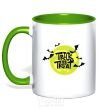 Mug with a colored handle Trick or treat moon kelly-green фото