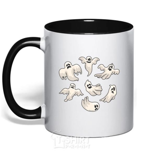 Mug with a colored handle Ghosts black фото