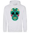 Men`s hoodie Turquoise skull sport-grey фото