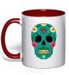 Mug with a colored handle Turquoise skull red фото