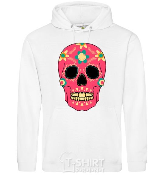 Men`s hoodie Crimson skull White фото