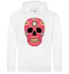 Men`s hoodie Crimson skull White фото