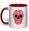 Mug with a colored handle Crimson skull red фото