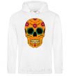 Men`s hoodie Orange skull White фото