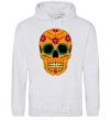 Men`s hoodie Orange skull sport-grey фото