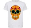 Kids T-shirt Orange skull White фото