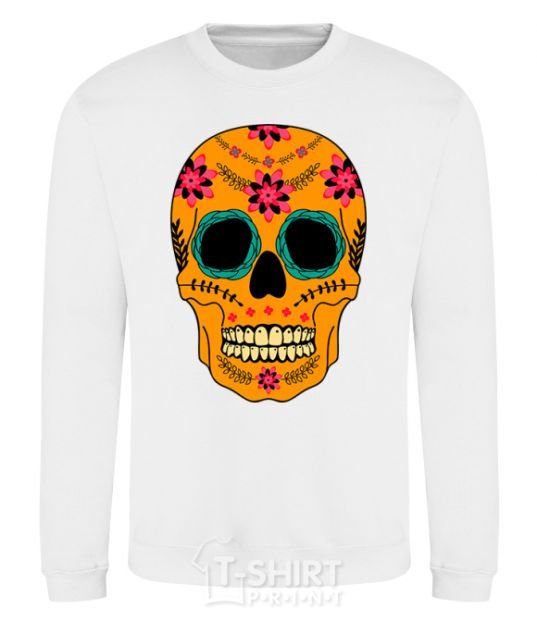 Sweatshirt Orange skull White фото