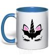 Mug with a colored handle Bat unicorn royal-blue фото