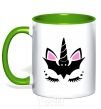 Mug with a colored handle Bat unicorn kelly-green фото